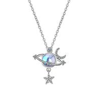 JZWCHQ Moonstone Planet Star Moon Pendant Necklace for Women Wedding Jewelry Choker Collar Made in China