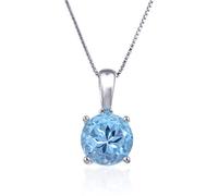 JZWCHQ Natural Blue Gemstone Pendant Necklace For Women Jewelry 925 Sterling Silver Round Birthstone