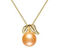 JZWCHQ natural freshwater pearl necklace zircon leaf pendant jewelry color Made in China