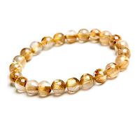 JZWCHQ Natural Gold Rutilated Quartz Titanium Crystal Wealthy Beads Women Men Bracelet 8mm AAAA