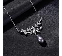 JZWCHQ Natural Pearl Pendant Necklace Branches and leaves 925 Sterling Silver Jewelry for Women Wedding Dating Gift