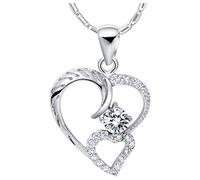 JZWCHQ Necklace 925 Inlay Diamond Pendant Female Clavicle Chain Studded Heart Super Flash