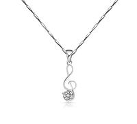JZWCHQ Necklace Delicate 925 Silver Necklace Figure Double Circle Zircon Pendant Friendship Gift