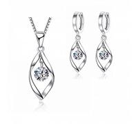 JZWCHQ necklace earring bridal jewelry sets 925 shining cubic zirconia water drop wedding engagement