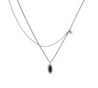 JZWCHQ Necklace Fashion Black Agate Necklace for Women Double Layer Ellipse Versatile Jewelry Gift Gift252