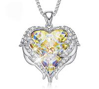 JZWCHQ Necklace Women Long Sweater Chain New Embellished With Crystals Heart Pendant Gift Wings