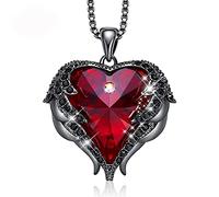 JZWCHQ Necklace Women Long Sweater Chain New Embellished With Crystals Heart Pendant Gift Wings