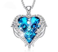 JZWCHQ Necklace Women Long Sweater Chain New Embellished With Crystals Heart Pendant Gift Wings