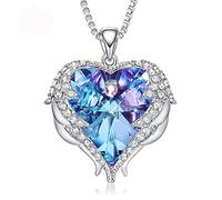 JZWCHQ Necklace Women Long Sweater Chain New Embellished With Crystals Heart Pendant Gift Wings
