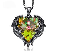 JZWCHQ Necklace Women Long Sweater Chain New Embellished With Crystals Heart Pendant Gift Wings