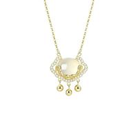 JZWCHQ Necklace Xiangyun Ruyi White Chalcedony Pendant Summer Light Luxury 925 Silver Necklace Chinese Style Concentric Lock Ping an Lock Necklace Jewelry Necklace (Color : Gold)