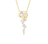 JZWCHQ Necklaces 925 0.56ctw D Moissanite Rose Gold Necklace with Rose Flower Heart for Girlfriend Jewelry