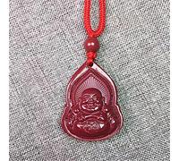 JZWCHQ Necklaces Feng Shui Wealth Charm Pendant Necklace Natural Cinnabar Crystal Buddha Guanyin Pendant Necklace with Braided Lanyard Amulet Attract Luck Ward Off Evil Spirits,Guanyin Jewelry Gift