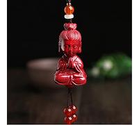 JZWCHQ Necklaces Guanyin Laughing Buddha Wealth Necklace Protection Feng Shui Lucky Natural Cinnabar Crystal Necklace Protection Ward Off Evil Spirits Talisman Prosperity,Buddha Jewelry Gift (Color :