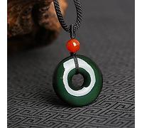 JZWCHQ Necklaces Natural Black Obsidian Pendant Necklace Feng Shui Harmony Buckle Wealth Protection Lucky Wealthy Amulet Healing Crystal Ward Off Evil Spirits,Necklace Jewelry Gift (Color : Necklace)