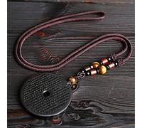 JZWCHQ Necklaces Natural Black Obsidian Pendant Necklace Feng Shui Heart Sutra Wealth Protection Lucky Wealthy Amulet Healing Crystal Ward Off Evil Spirits,Necklace Jewelry Gift (Color : Necklace)