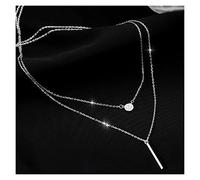 JZWCHQ necklaces square flash diamond round double necklace women clavicle chain fine jewelry party wedding accessories women's pendants