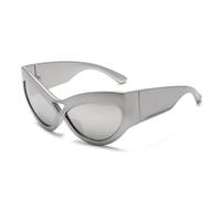 JZWCHQ New 2025 Large Frame Cat's Eye Sunglasses Female Fashion Personality Retro UV400 Large Mirror Leg Sun Glasses