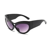 JZWCHQ New 2025 Large Frame Cat's Eye Sunglasses Female Fashion Personality Retro UV400 Large Mirror Leg Sun Glasses