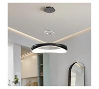 JZWCHQ Nordic Restaurant Led Pendant Lights Modern Simple Ring Bedroom Room Lamp Fashion Personality Dining Table Chandelier(RC Dimmable,Black D42cm)
