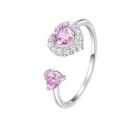 JZWCHQ Open Rings For Women,Adjustable Ring Rose Gold Rotatable Round Red Crystal Ring Romantic Jewelry Gift For Girl Women Couple Engagement Wedding Eternity Ring Xmas Gift