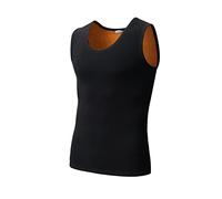 JZWCHQ Padded and Thickened Thermal Vest for Men Winter Sleeveless Plus Size Undershirt Intimate Vest for Christmas (Black 190)