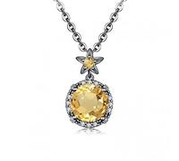 JZWCHQ pendant necklace for women fine jewelry yellow citrine chain wedding engagement party valentine day （not include a chain）
