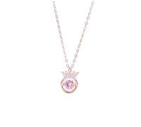 JZWCHQ Pendant Necklaces Sterling Silver White Masonry Crown Rose Pink Necklace Creative Ladies Gift Wedding Anniversary for Women (Color : Grey)