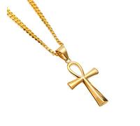 JZWCHQ Pendants Necklaces Stainless Steel Men Jewelry Gold Color Key Of Life Cross Vintage Pendant Dropshipping