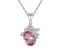 JZWCHQ Pink Gemstone Necklace for Women Pendant fine Jewelry Dating Party Christmas Accessories Made in China