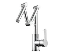 JZWCHQ Pot Filler Brass Folding Kitchen Faucet with Dual Mode Spout, Three Extention Arm Kitchen Sink Single Hole Deck Mounted Cold and Hot Kitchen Mixer Tap,Chrome(Chrome)