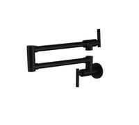 JZWCHQ Pot Filler Faucet Matte Black Wall Mounted Kitchen Sink Tap Brushed Nickel with 24" Double Jointed Swinging Spout(Matte Black)