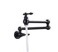 JZWCHQ Pot Filler Faucet Wall Mount Brass Kitchen Faucet Folding Stretchable Double Joint Kitchen Sink Faucet Antique Double Single Cold Kitchen Mixer Tap,Black(Brushed Gold)