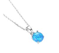 JZWCHQ pure 925 necklaces for women colorful round fire opal pendant necklace exquisite jewellery gifts Made in China