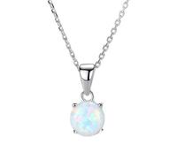 JZWCHQ pure 925 necklaces for women colorful round fire opal pendant necklace exquisite jewellery gifts Made in China