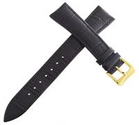 JZWCHQ RaymondWeil 19mm Black Leather Watch Band Strap with Gold-tone Stainless Steel Buckle V2.15