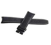 JZWCHQ RaymondWeil 21mm Black Leather White Stitching Watch Band Strap V3.18