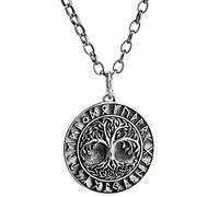 JZWCHQ Retro 925 Sterling Silver Yggdrasil Word Tree of Life Pendant Necklace with Viking Runes for Men Women 60cm Chain