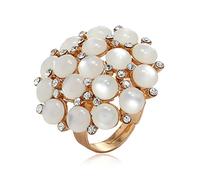 JZWCHQ Round Cat Eye Flower Statement Ring for Women Girls Gold-Tone Adjustable Wedding Promise Open Finger Band Rings Comfort Fit Fashion Birthday Anniversary Valentine Jewelry Gift