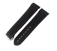 JZWCHQ Rubber Nylon Leather Watchband 20Mm 22Mm 19Mm 21Mm Fit for Seamaster Planet Ocean Diver 300 Orange Silicone Watch Strap/Black/20Mm