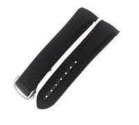 JZWCHQ Rubber Nylon Leather Watchband 20Mm 22Mm 19Mm 21Mm Fit for Seamaster Planet Ocean Diver 300 Orange Silicone Watch Strap/Black/20Mm
