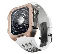 JZWCHQ Rubber Strap Bezel Titanium Alloy Mod Kit,For SE/4/5/6 Series Watch Replacement Accessories,Stainless Steel Watch Case Rubber Band,For Iwatch 44mm Series Upgrade
