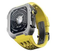 JZWCHQ Rubber Strap Bezel Titanium Alloy Mod Kit,For SE/4/5/6 Series Watch Replacement Accessories,Stainless Steel Watch Case Rubber Band,For Iwatch 44mm Series Upgrade