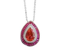 JZWCHQ Ruby Diamond Pendant 100% Real 925 Silver Wedding Pendants Necklace For Women Bridal Jewelry