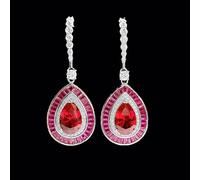 JZWCHQ Ruby Diamond Pendant 100% Real 925 Silver Wedding Pendants Necklace for Women Bridal Jewelry