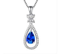 JZWCHQ S925 Natural 1.5 Carats Sapphire Necklace Pendant Fine Blue Topaz Jewelry Gemstone