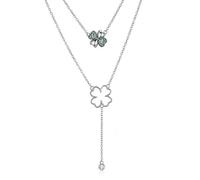 JZWCHQ S925 Sterling Silver Crystals From Necklaces For Women Lucky Four Leaf Clover Fine Jewelry Lover Gifts