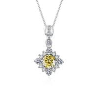 JZWCHQ s925 sterling silver jewelry 1 ct vvs moissanite diamond necklace for women square pendant