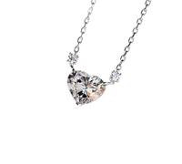 JZWCHQ Shiny Citrine Pink White Gemstone Heart Shaped Pendant Necklace for Women 925 Silver Jewelry Gift