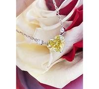 JZWCHQ Shiny Citrine Pink White Gemstone Heart Shaped Pendant Necklace for Women 925 Silver Jewelry Gift